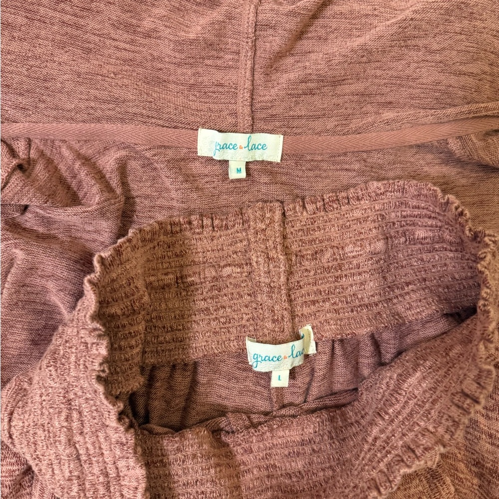 Grace and Lace Smocked Jogger Set Pink Hooded Jacket Pants Set Med top:Lg Bottom - Picture 8 of 9